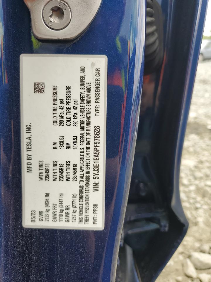 2023 TESLA MODEL 3 VIN:5YJ3E1EA5PF578628