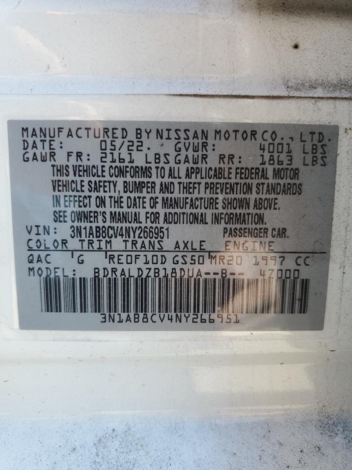 2022 NISSAN SENTRA SV VIN:3N1AB8CV4NY266951
