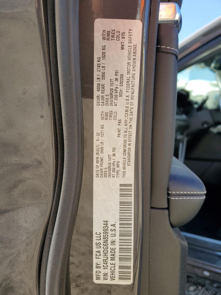 2022 JEEP GRAND CHEROKEE OVERLAND VIN:1C4RJHDG6N8599344
