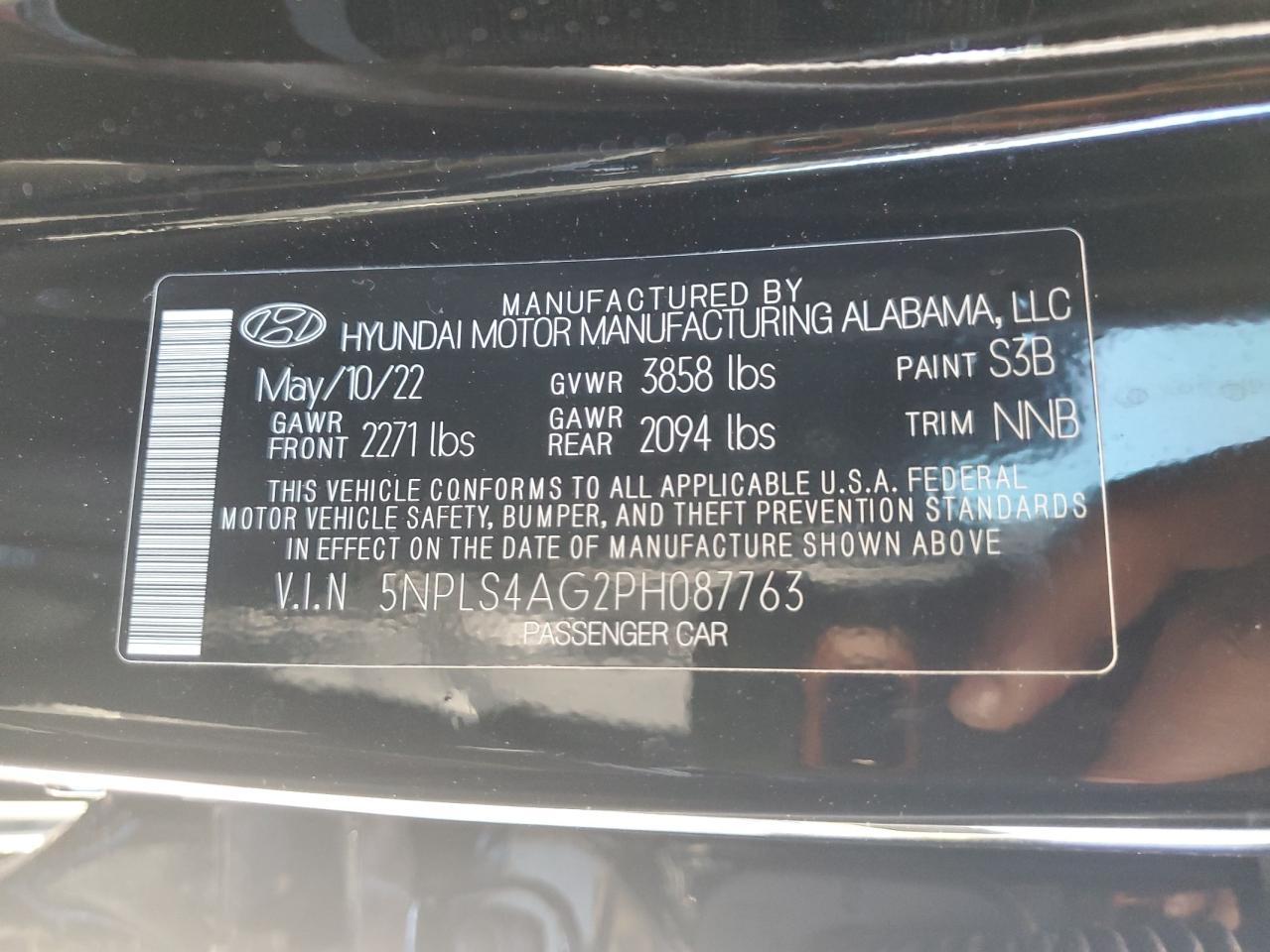 2023 HYUNDAI ELANTRA SEL VIN:5NPLS4AG2PH087763