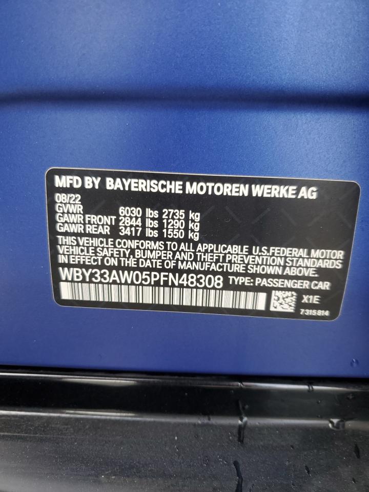 2023 BMW I4 M50 VIN:WBY33AW05PFN48308