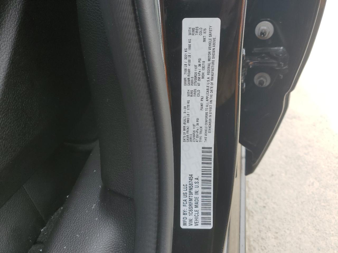 2023 RAM 1500 BIG HORN/LONE STAR VIN:1C6SRFMT9PN587454