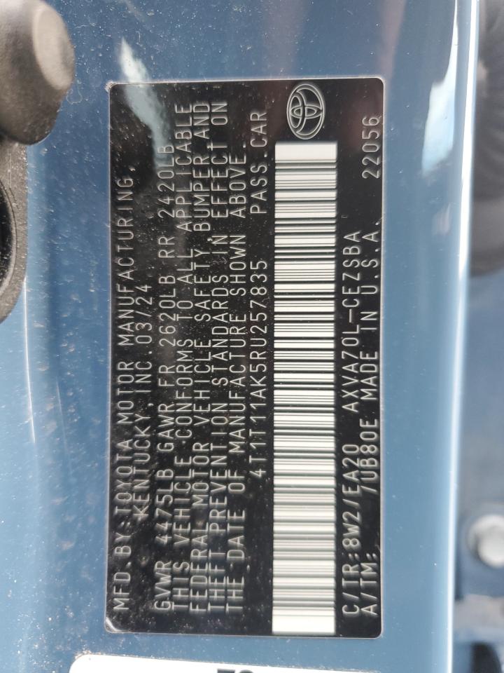 2024 TOYOTA CAMRY SE NIGHT SHADE VIN:JTDKN3DU0A0141189