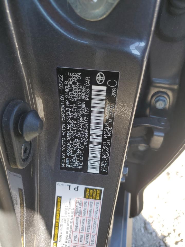 2022 TOYOTA COROLLA SE VIN:JTND4MBE4N3171177