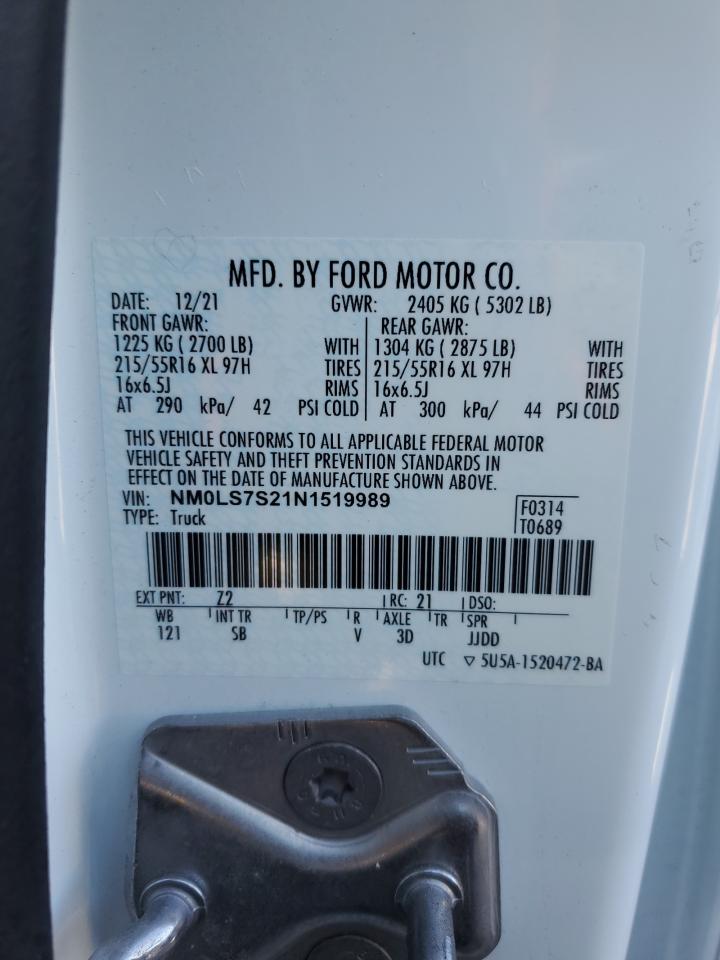 2022 FORD TRANSIT CONNECT XL VIN:NM0LS7S21N1519989