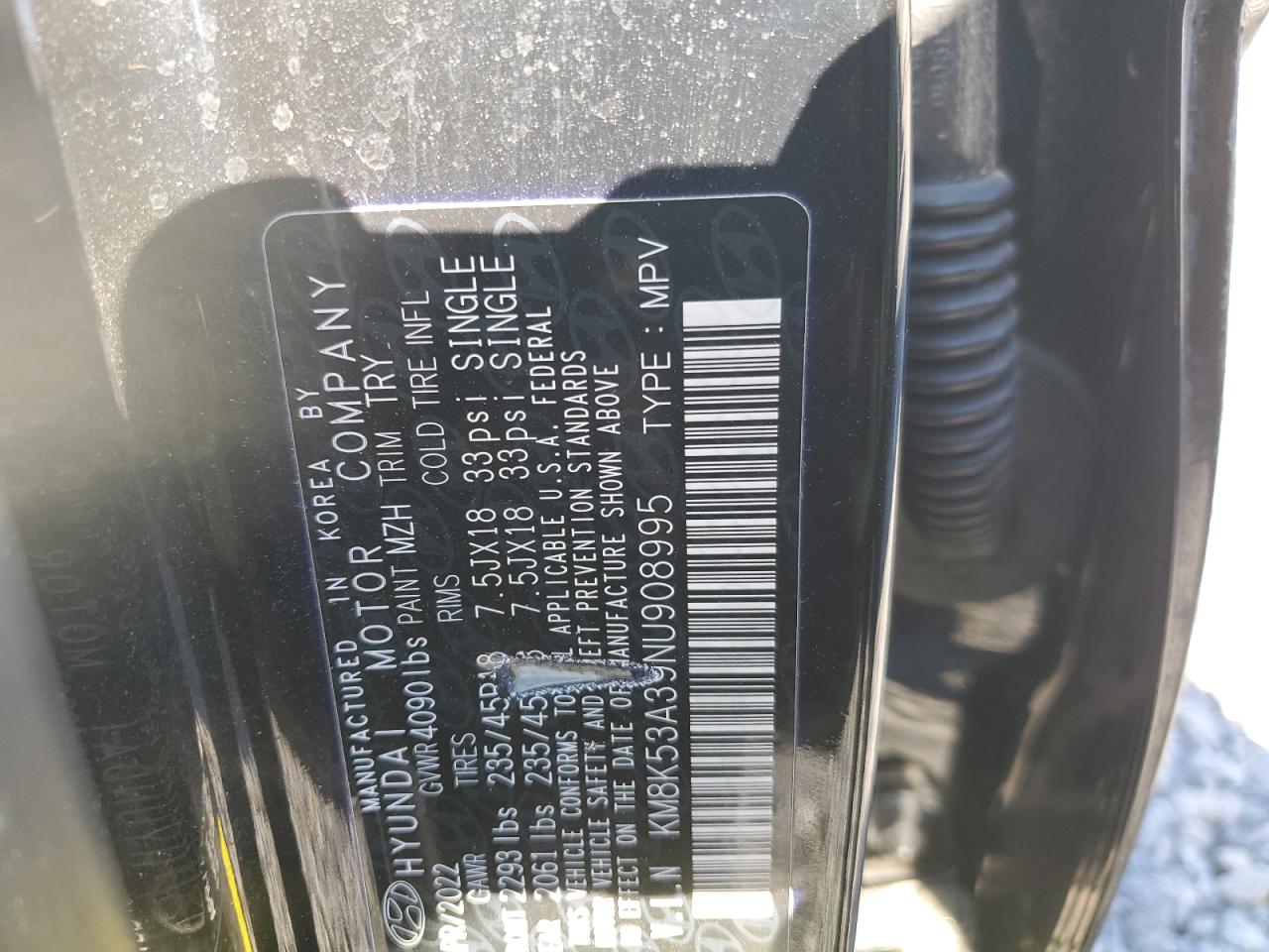 2022 HYUNDAI KONA LIMITED VIN:KM8K53A39NU908995