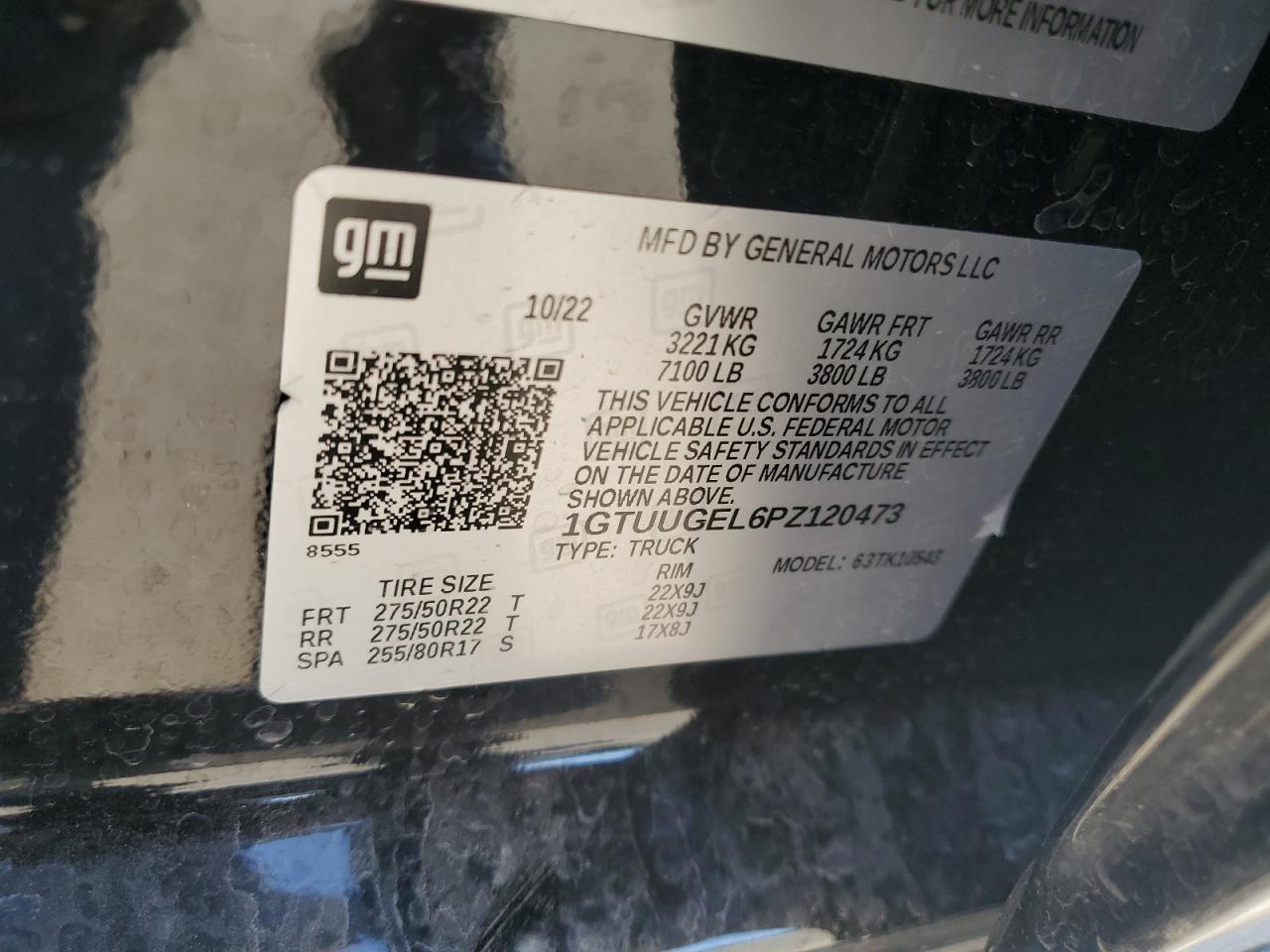2023 GMC SIERRA K1500 DENALI VIN:1GTUUGEL6PZ120473