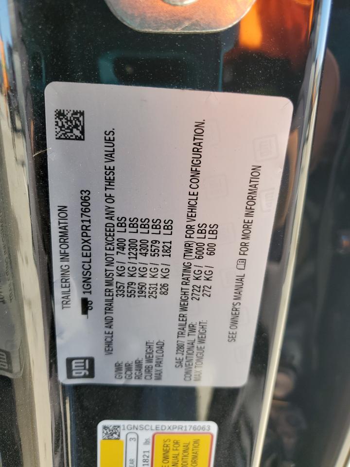 2023 CHEVROLET TAHOE C1500 VIN:1GNSCLEDXPR176063