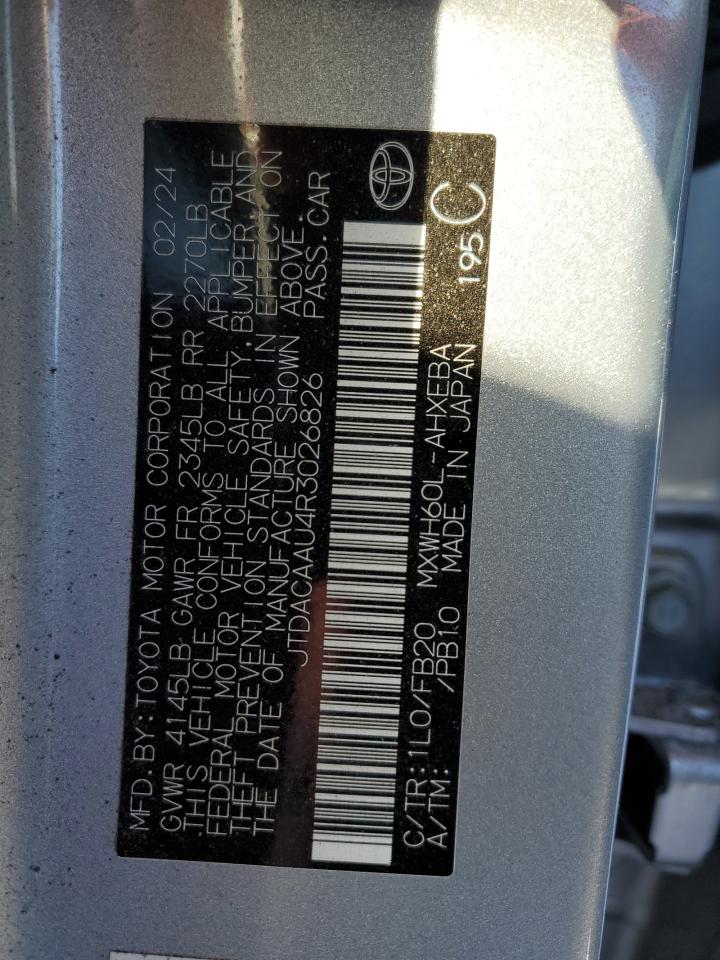 2024 TOYOTA PRIUS LE VIN:JTDACAAU4R3026826