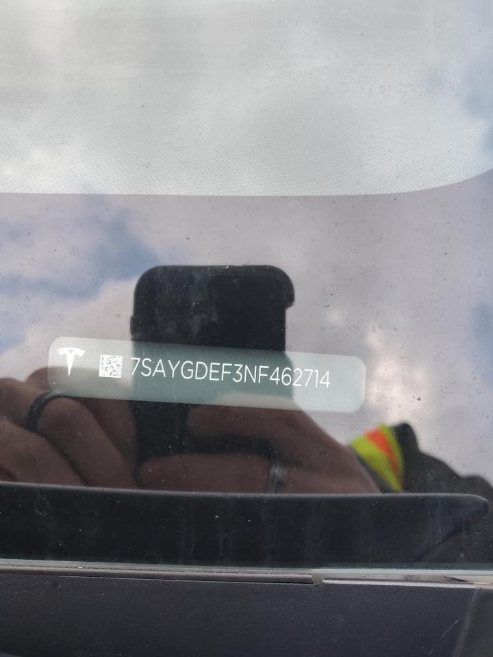 2022 TESLA MODEL Y VIN:7SAYGDEF3NF462714