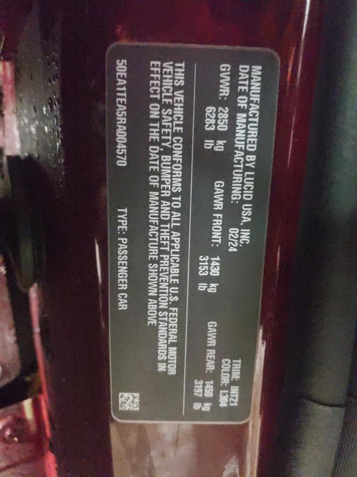 2024 LUCID MOTORS AIR TOURING VIN:50EA1TEA5RA004570