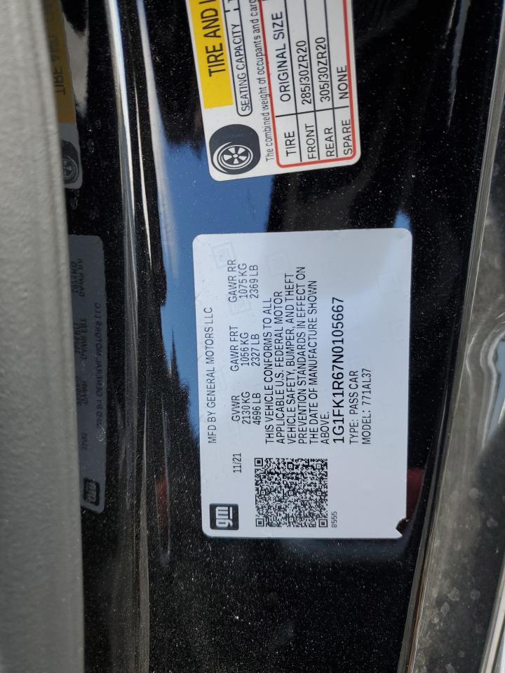 2022 CHEVROLET CAMARO ZL1 VIN:1G1FK1R67N0105667