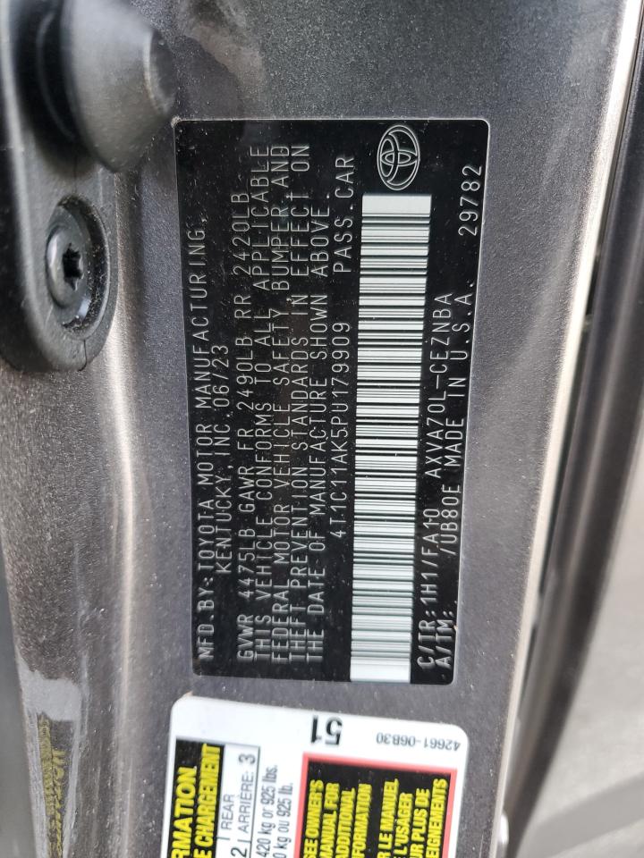 2023 TOYOTA CAMRY LE VIN:4T1C11AK5PU179909