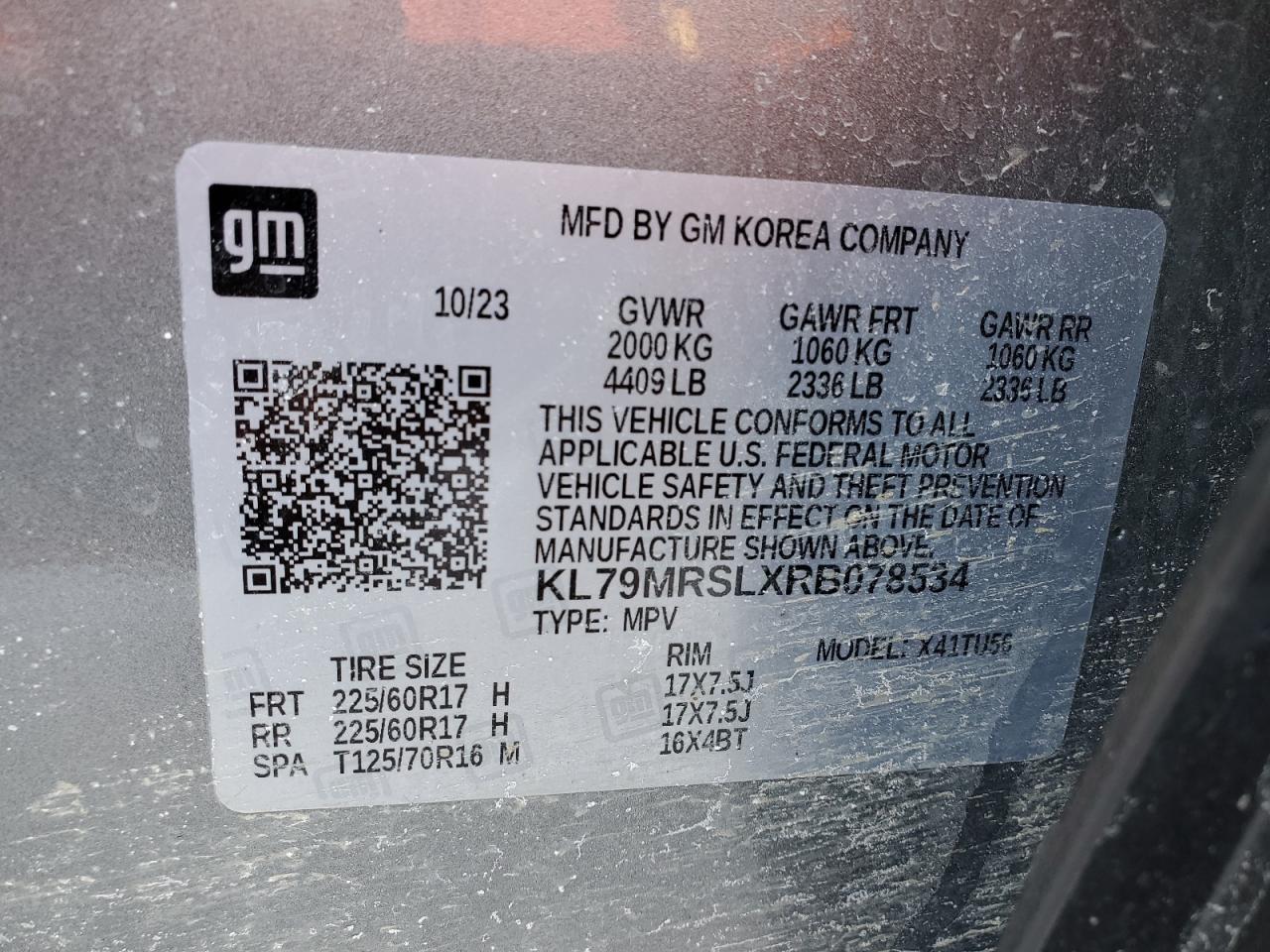 2024 CHEVROLET TRAILBLAZER LT VIN:KL79MRSLXRB078534