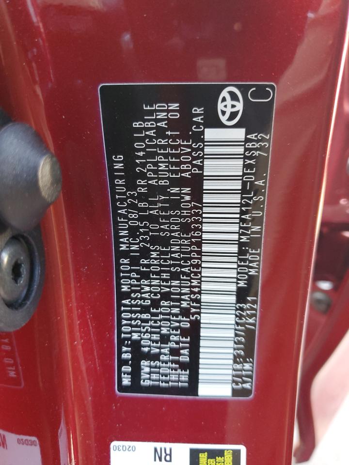 2023 TOYOTA COROLLA SE VIN:5YFS4MCE9PP163337