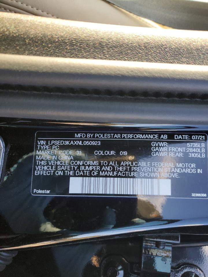 2022 POLESTAR 2 VIN:LPSED3KAXNL050923
