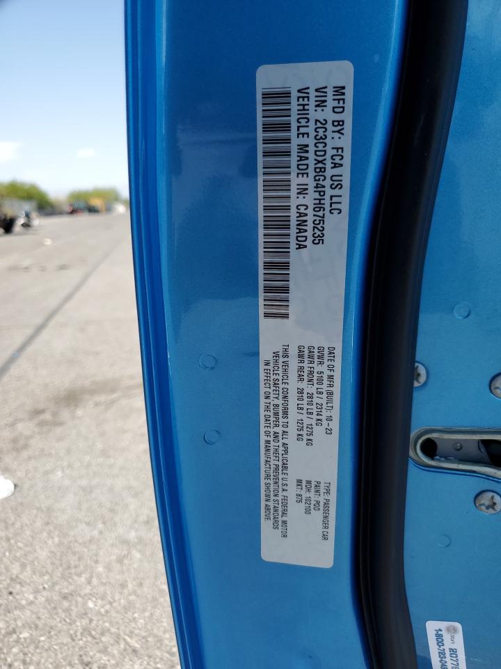 2023 DODGE CHARGER SXT VIN:2C3CDXBG4PH675235