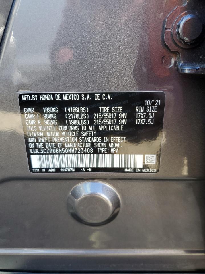 2022 HONDA HR-V EX VIN:3CZRU6H50NM723408