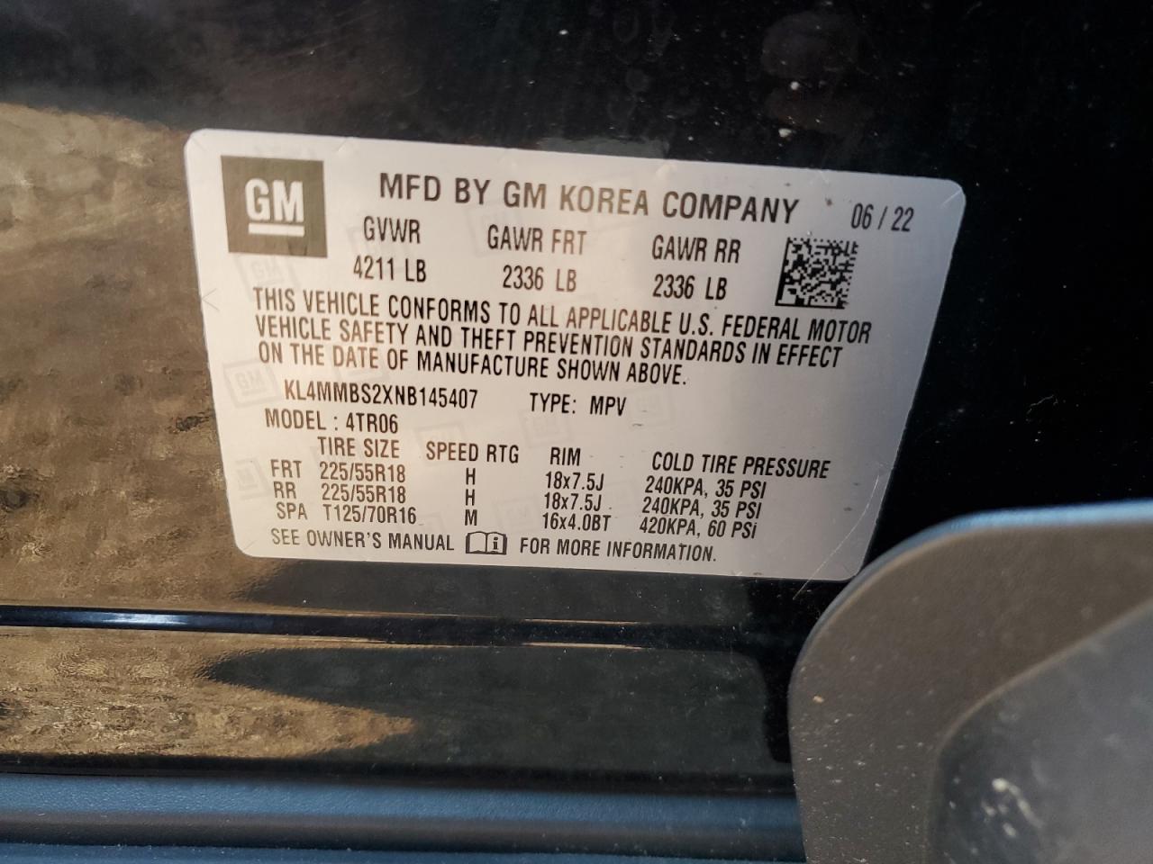 2022 BUICK ENCORE GX PREFERRED VIN:KL4MMBS2XNB145407