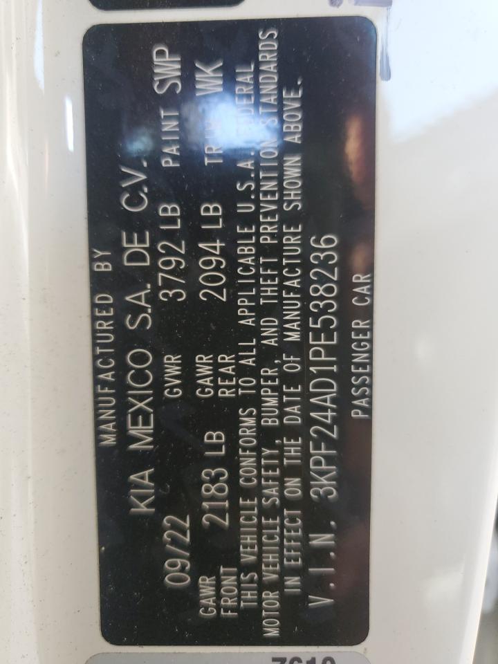 2023 KIA FORTE LX VIN:3KPF24AD1PE538236