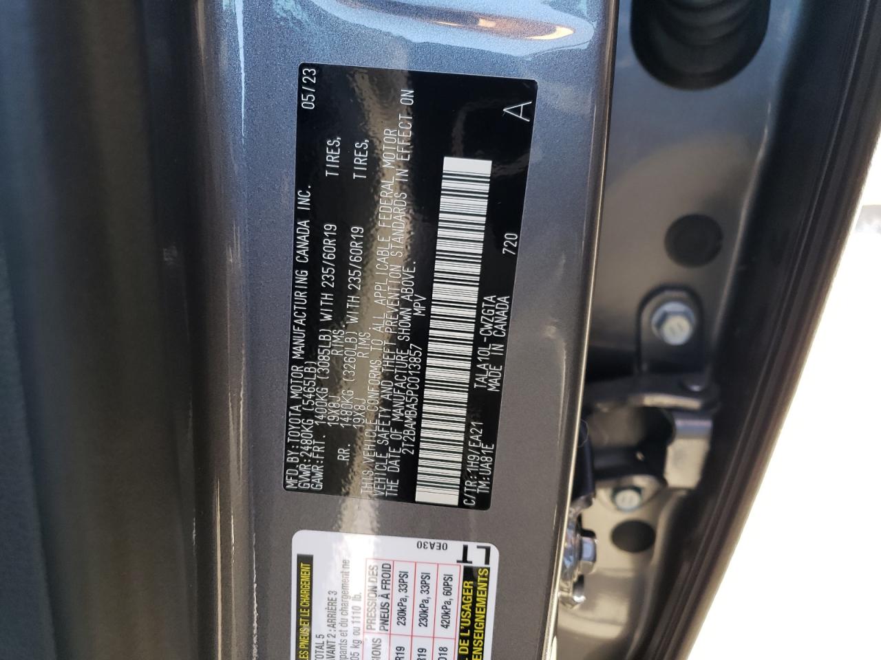 2023 LEXUS RX 350 BASE VIN:2T2BAMBA5PC013857
