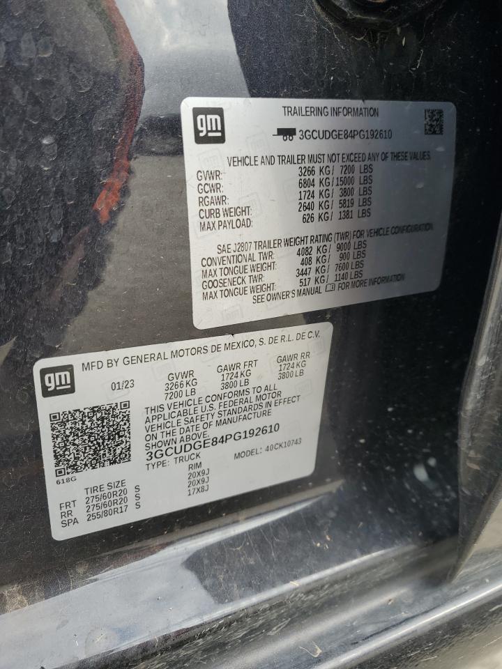 2023 CHEVROLET SILVERADO K1500 LTZ VIN:3GCUDGE84PG192610