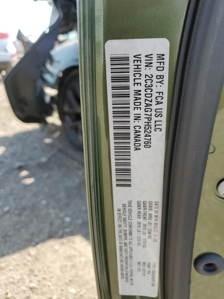 2023 DODGE CHALLENGER SXT VIN:2C3CDZAG7PH524760