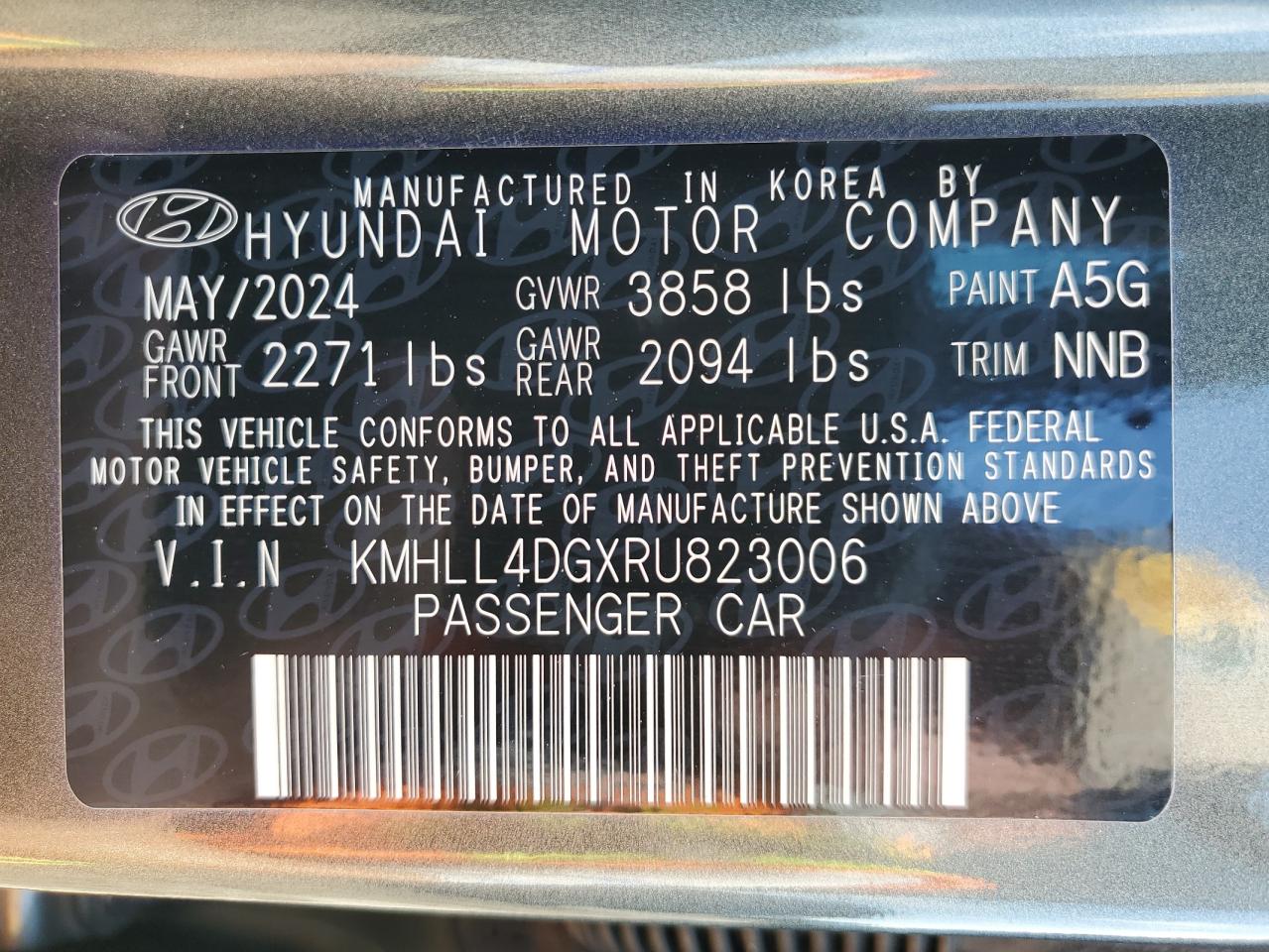 2024 HYUNDAI ELANTRA SE VIN:KMHLL4DGXRU823006