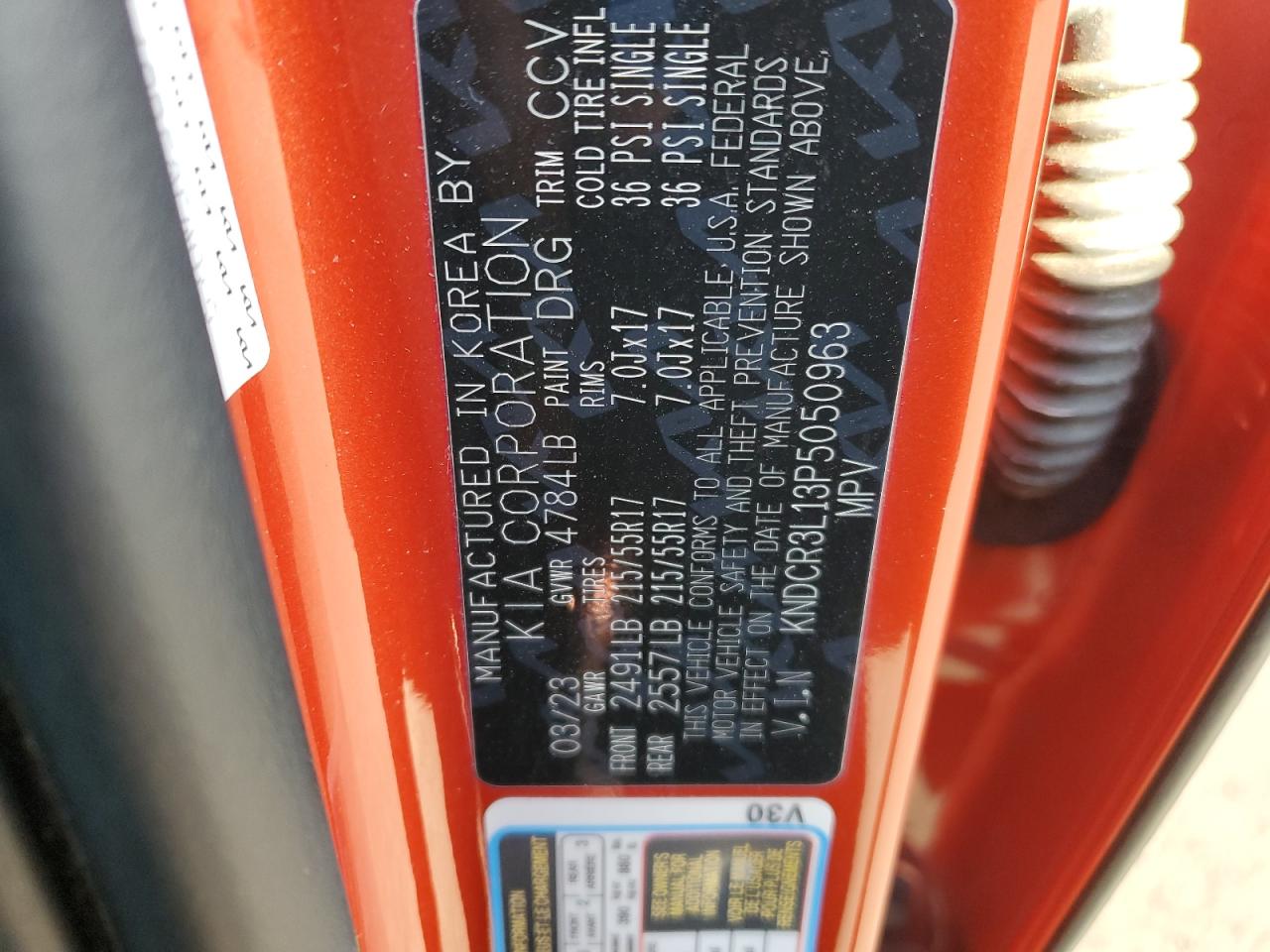 2023 KIA NIRO WIND VIN:KNDCR3L13P5050963