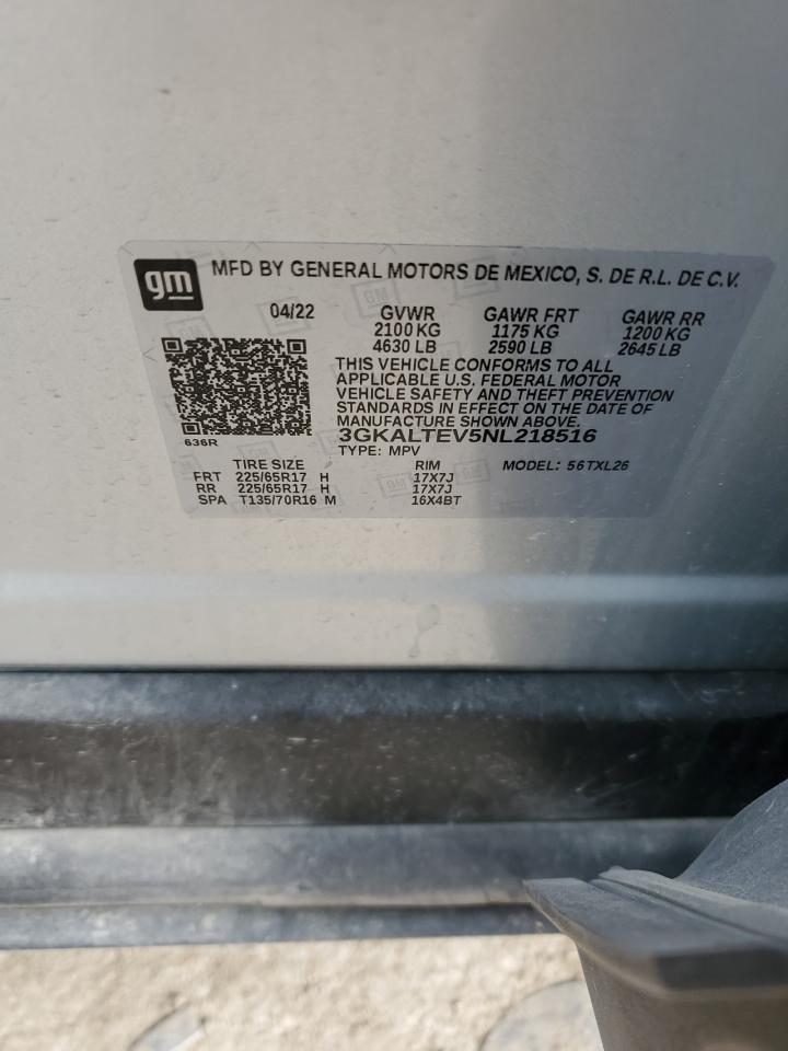 2022 GMC TERRAIN SLE VIN:3GKALTEV5NL218516