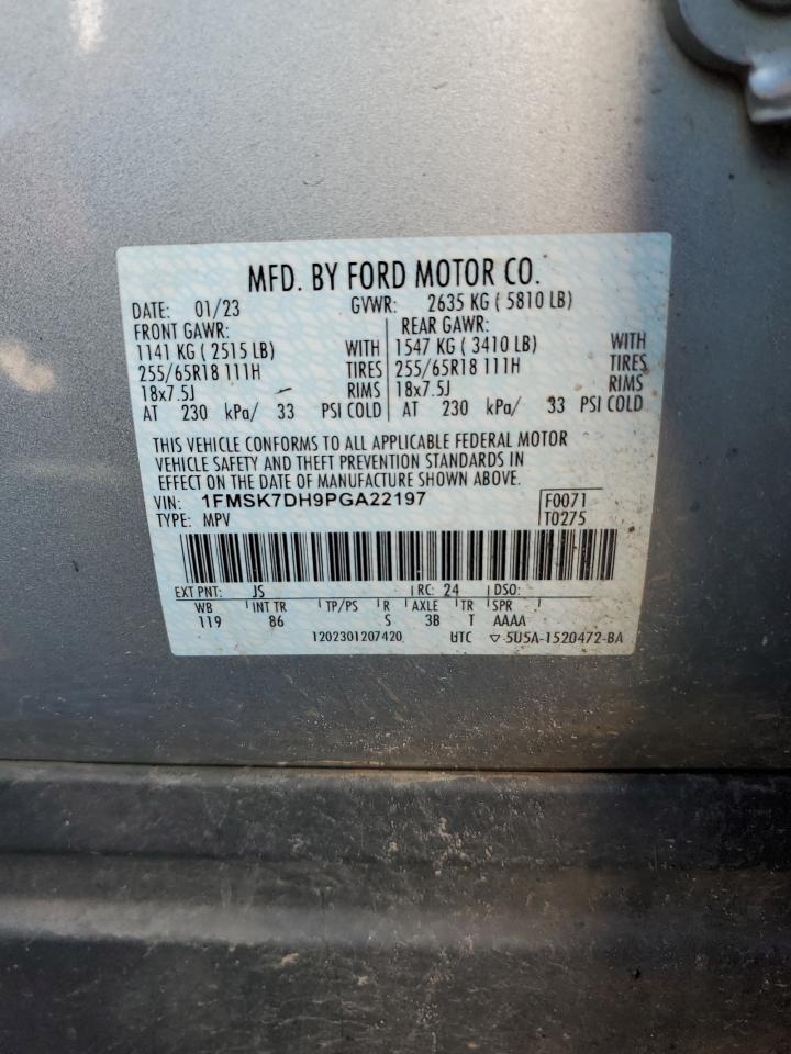 2023 FORD EXPLORER XLT VIN:1FMSK7DH9PGA22197
