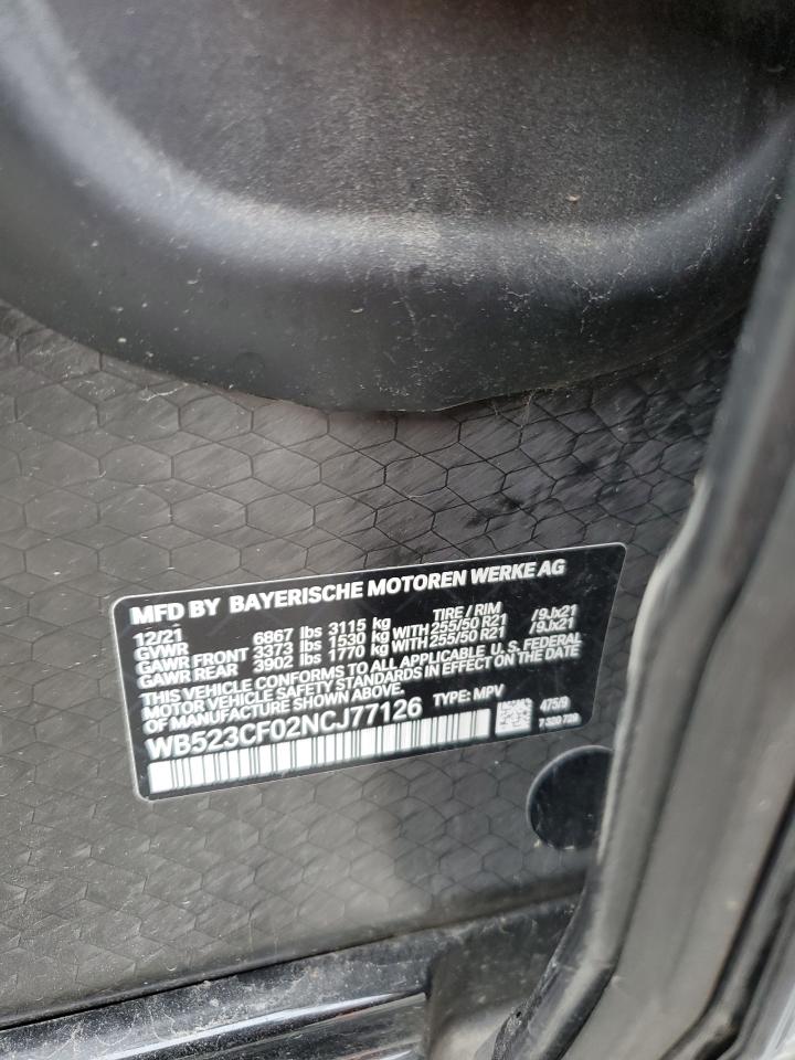 2022 BMW IX XDRIVE50 VIN:WB523CF02NCJ77126