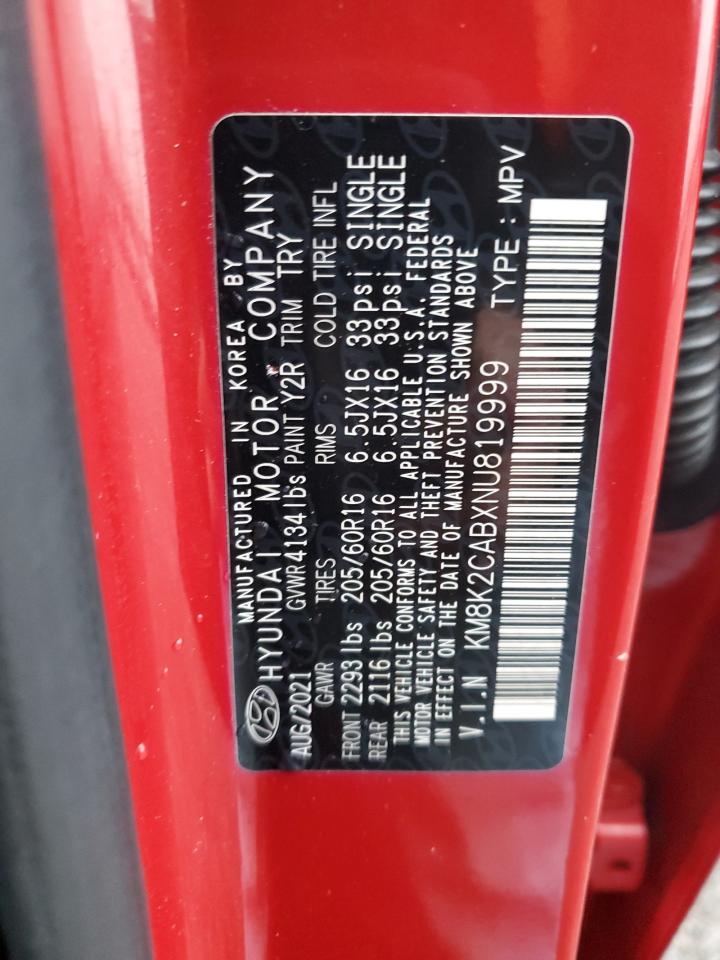 2022 HYUNDAI KONA SEL VIN:KM8K2CABXNU819999