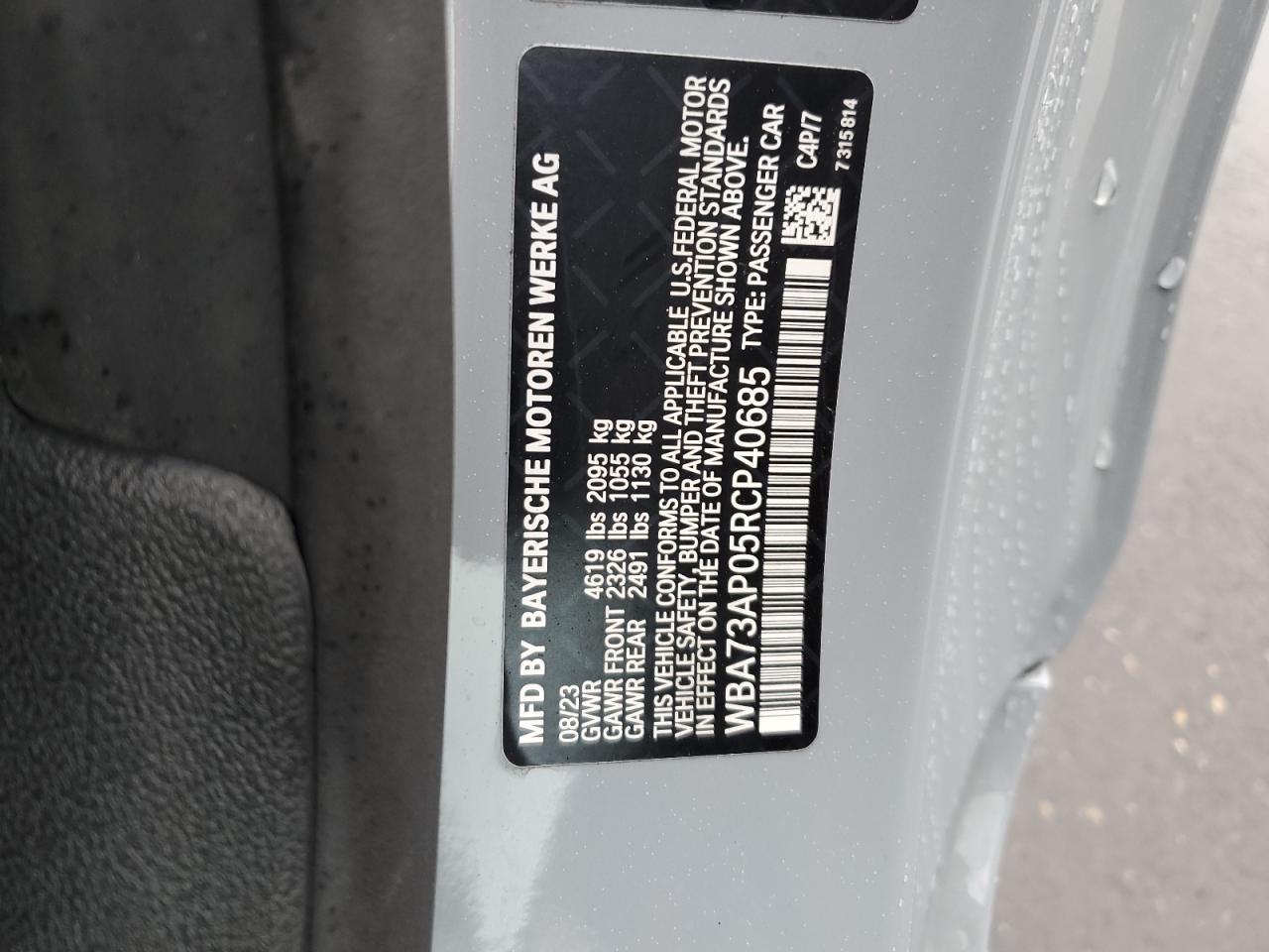 2024 BMW 430XI VIN:WBA73AP05RCP40685