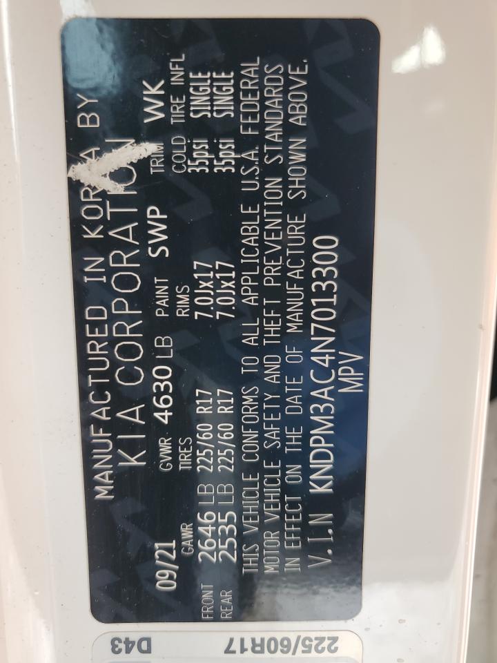 2022 KIA SPORTAGE LX VIN:KNDPM3AC4N7013300