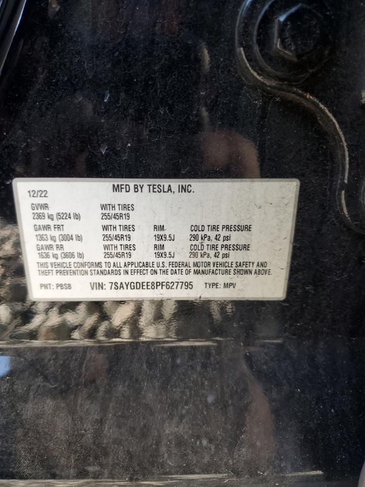 2023 TESLA MODEL Y VIN:7SAYGDEE8PF627795