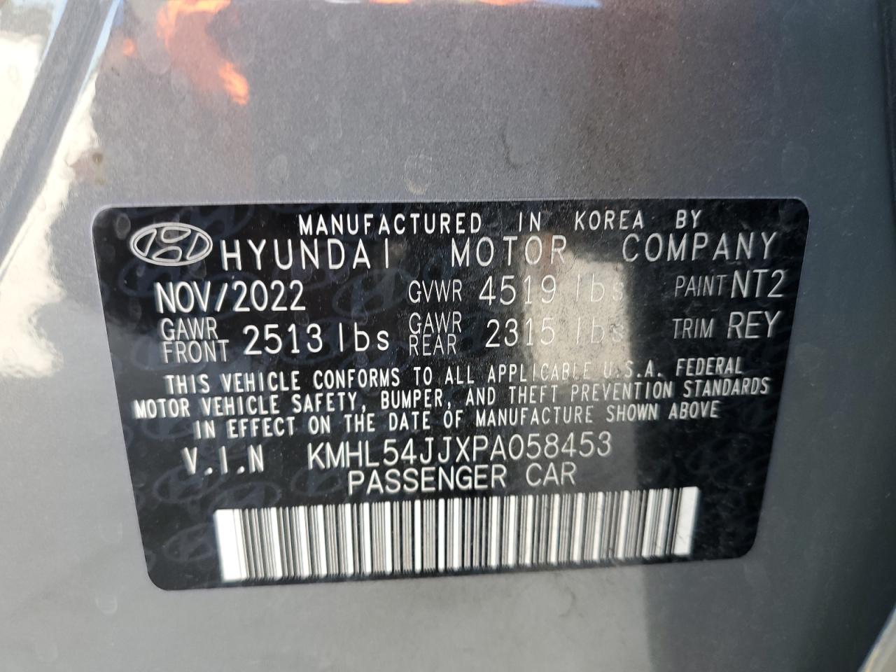 2023 HYUNDAI SONATA HYBRID VIN:KMHL54JJXPA058453