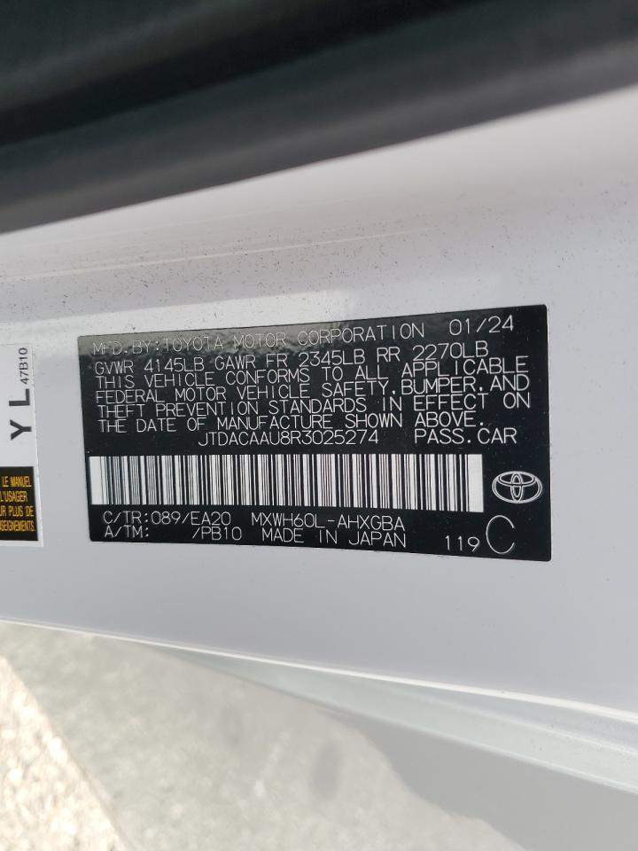 2024 TOYOTA PRIUS LE VIN:JTDACAAU8R3025274