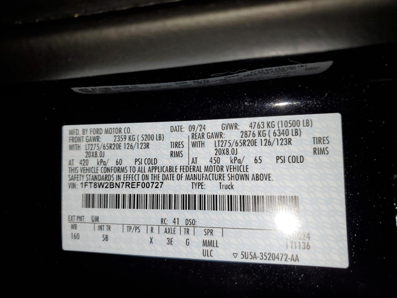 2024 FORD F250 SUPER DUTY VIN:1B3BD4FB8BN588427