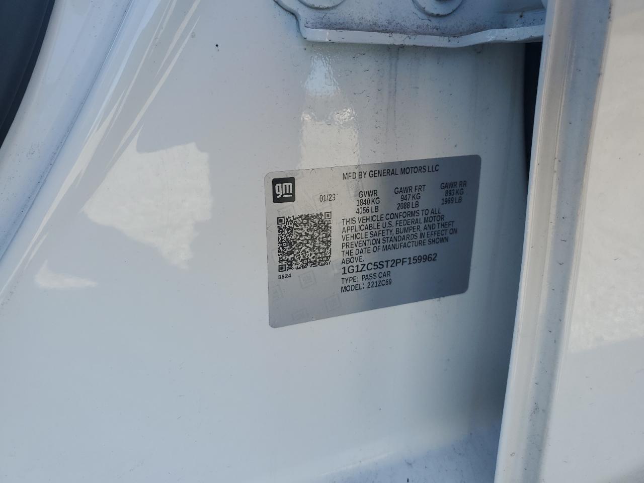 2023 CHEVROLET MALIBU LS VIN:1G1ZC5ST2PF159962