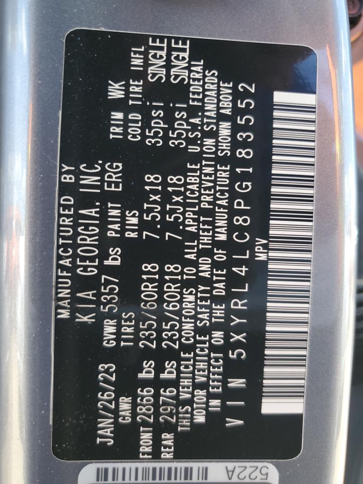 2023 KIA SORENTO S VIN:5XYRL4LC8PG183552