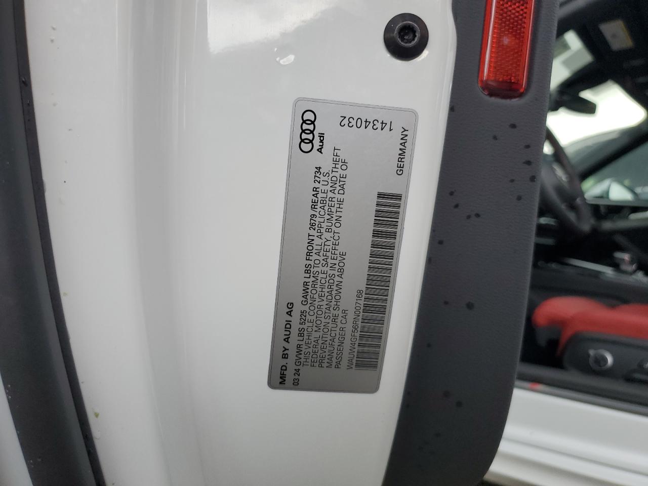 2024 AUDI S5 PREMIUM PLUS VIN:WAUW4GF56RN007168