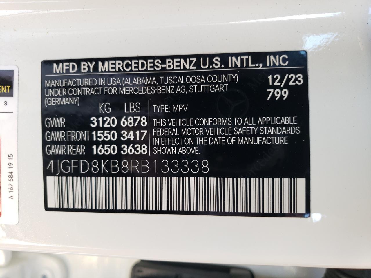 2024 MERCEDES-BENZ GLE COUPE 63 S 4MATIC AMG VIN:2G1FB1EVXA9148378