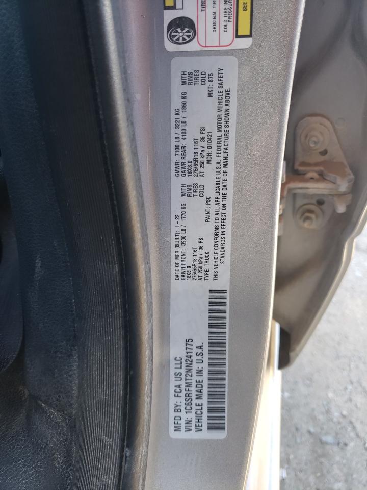 2022 RAM 1500 BIG HORN/LONE STAR VIN:1C6SRFMT2NN241775