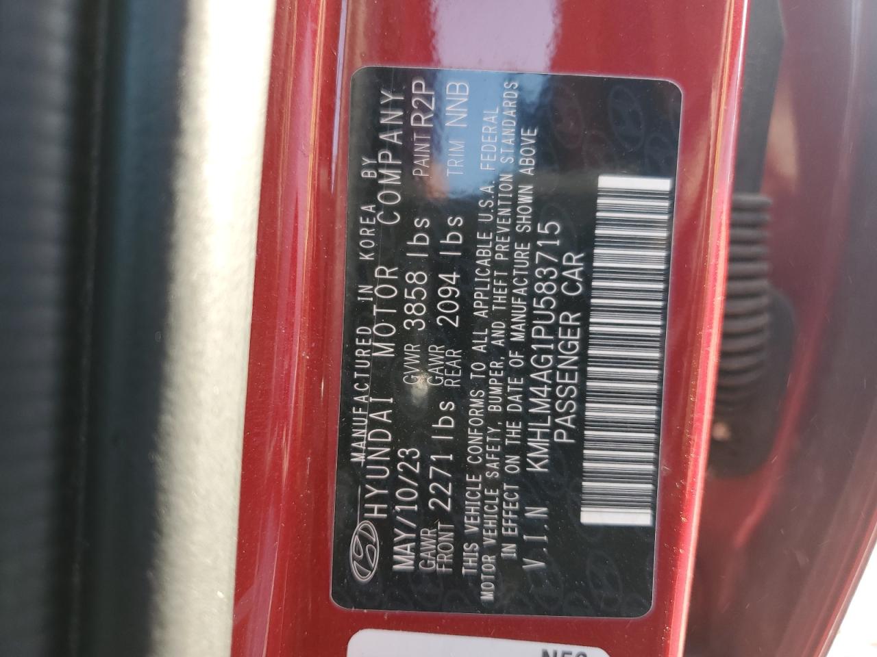 2023 HYUNDAI ELANTRA SEL VIN:KMHLM4AG1PU583715