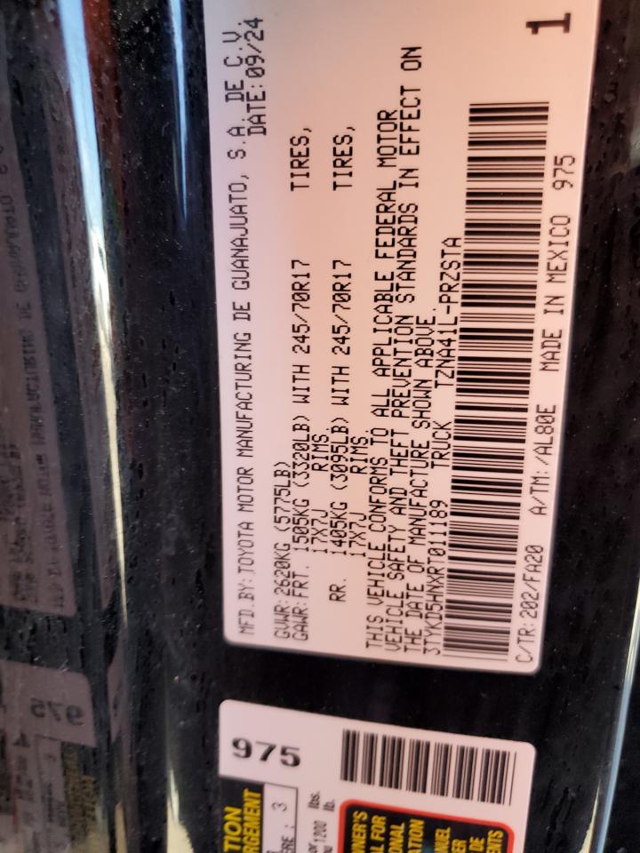 2024 TOYOTA TACOMA DOUBLE CAB VIN:3TYKD5HNXRT011189