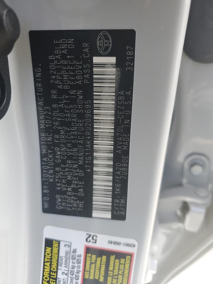 2024 TOYOTA CAMRY SE NIGHT SHADE VIN:4T1G11AK4RU209695