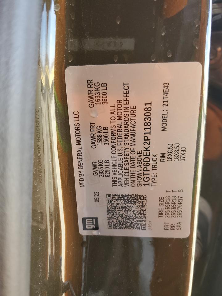 2023 GMC CANYON AT4 VIN:1GTP6DEK2P1183081