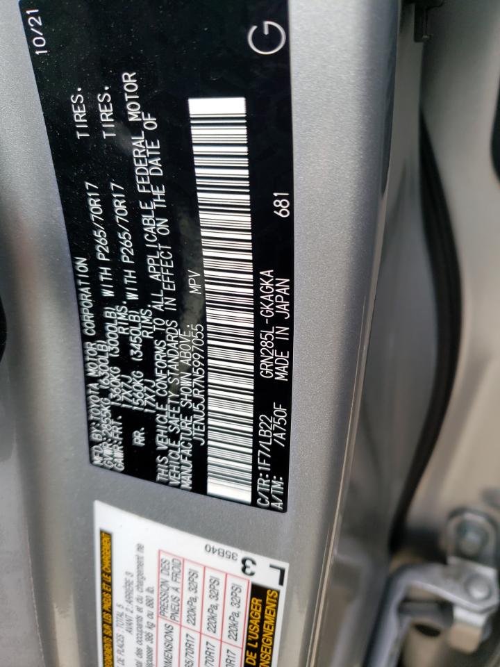 2022 TOYOTA 4RUNNER SR5/SR5 PREMIUM VIN:JTENU5JR7N5997055