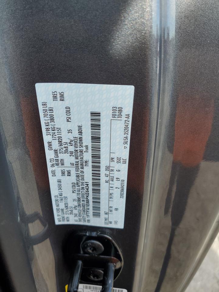 2023 FORD F150 SUPER CAB VIN:1FTFX1E88PKE64341